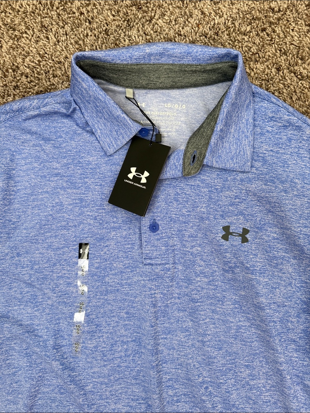 NWT Under Armour Men’s Heather Light Blue Performance Polo - Picture 2 of 4